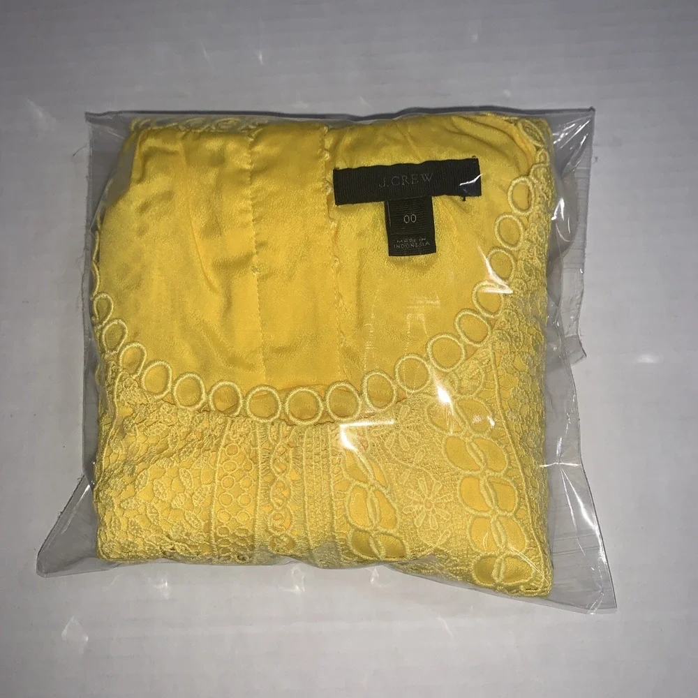 J‎ CREW Womens Size 00 Sleeveless Lined Lace Yellow Lace Crochet Tank Top Blouse - Picture 10 of 10